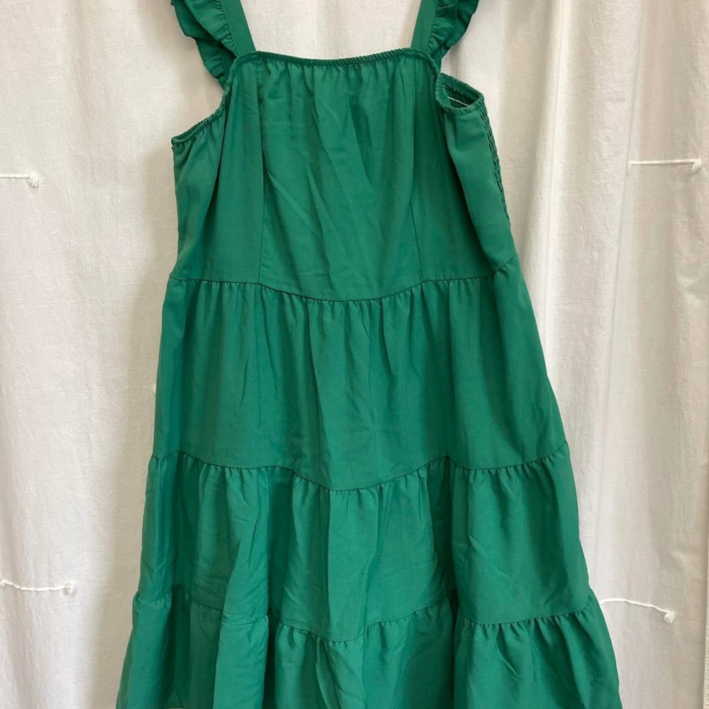 SHEIN Green Tiered Ruffled Sundress
